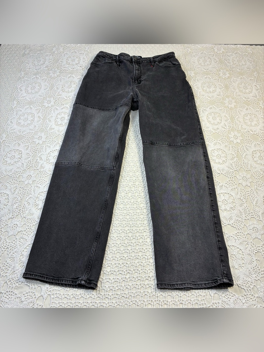 Hollister Men's W30 L31 Washed Black Straight-Leg Jeans Paneled Detail VTG Vibes